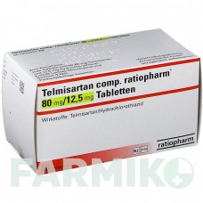 ТЕЛМІСАРТАН (TELMISARTAN) 80 мг/12,5 мг таблетки 56 шт - Телмісартан, Гідрохлоротіазид RATIOPHARM