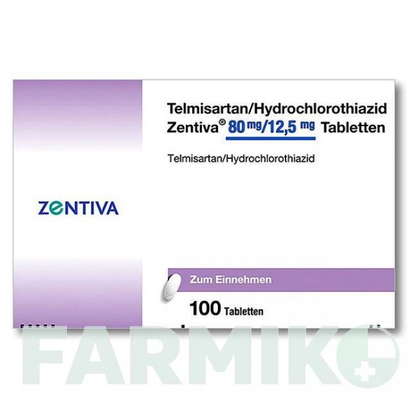 ТЕЛМИСАРТАН (TELMISARTAN) 80 мг/12,5 мг таблетки 100 шт - Телмисартан, Гидрохлоротиазид ZENTIVA