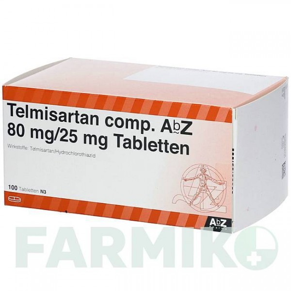 ТЕЛМИСАРТАН (TELMISARTAN) 80 мг/25 мг таблетки 100 шт - Телмисартан, Гидрохлоротиазид ABZ PHARMA