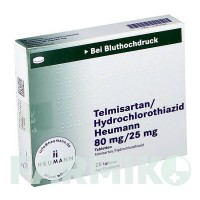 ТЕЛМІСАРТАН (TELMISARTAN) 80 мг/25 мг таблетки 28 шт - Телмісартан, Гідрохлоротіазид HEUMANN PHARMA