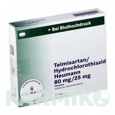 ТЕЛМІСАРТАН (TELMISARTAN) 80 мг/25 мг таблетки 28 шт - Телмісартан, Гідрохлоротіазид HEUMANN PHARMA