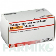ТЕЛМІСАРТАН (TELMISARTAN) 80 мг/25 мг таблетки 56 шт - Телмісартан, Гідрохлоротіазид RATIOPHARM