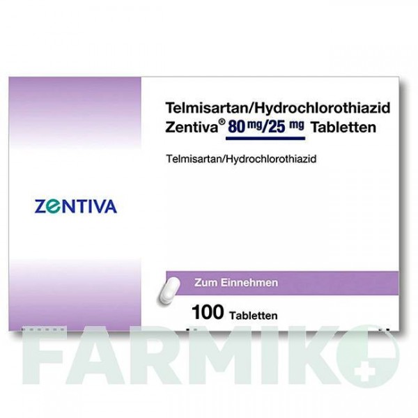ТЕЛМИСАРТАН (TELMISARTAN) 80 мг/25 мг таблетки 100 шт - Телмисартан, Гидрохлоротиазид ZENTIVA