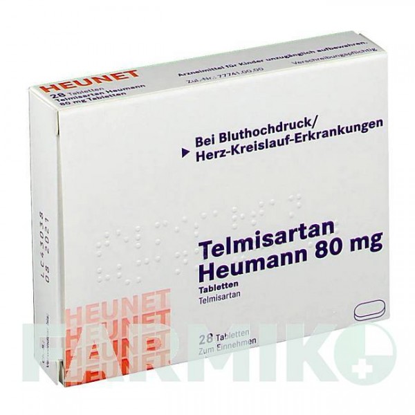 ТЕЛМИСАРТАН (TELMISARTAN) 80 мг таблетки 28 шт - Телмисартан HEUNET PHARMA