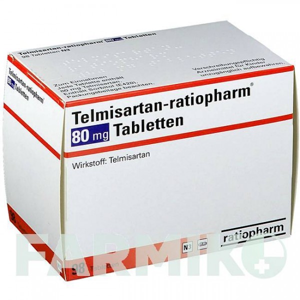 ТЕЛМІСАРТАН (TELMISARTAN) 80 мг таблетки 28 шт - Телмісартан RATIOPHARM