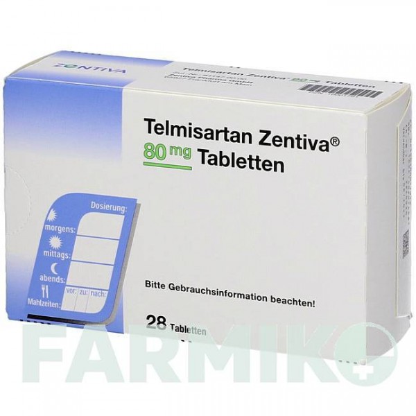 ТЕЛМИСАРТАН (TELMISARTAN) 80 мг таблетки 28 шт - Телмисартан ZENTIVA