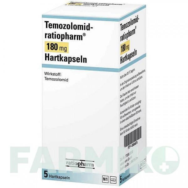 ТЕМОЗОЛОМІД (TEMOZOLOMID) 180 мг капсули 5 шт - Темозоломід RATIOPHARM