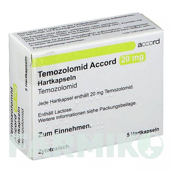 ТЕМОЗОЛОМИД (TEMOZOLOMID) 20 мг капсулы 5 шт - Темозоломид ACCORD HEALTHCARE