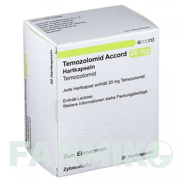 ТЕМОЗОЛОМИД (TEMOZOLOMID) 20 мг капсулы 20 шт - Темозоломид ACCORD HEALTHCARE