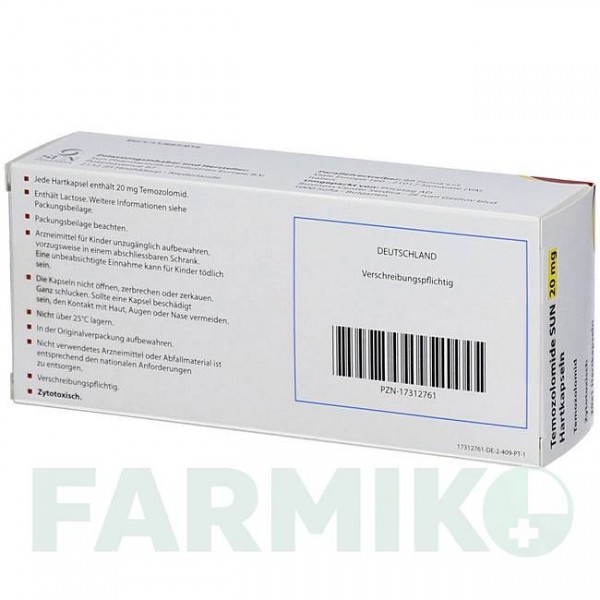 ТЕМОЗОЛОМИД (TEMOZOLOMIDE) 20 мг капсулы 20 шт - Темозоломид BB FARMA