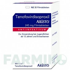 ТЕНОФОВИРДИЗОПРОКСИЛ (TENOFOVIRDISOPROXIL) 245 мг таблетки 30 шт - Тенофовир ARISTO PHARMA