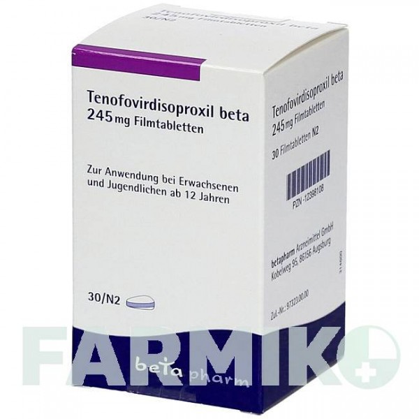 ТЕНОФОВИРДИЗОПРОКСИЛ (TENOFOVIRDISOPROXIL) 245 мг таблетки 30 шт - Тенофовир BETAPHARM