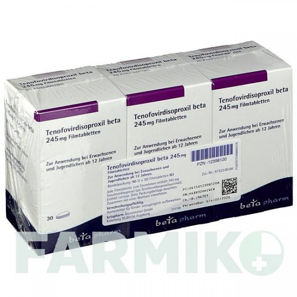 ТЕНОФОВИРДИЗОПРОКСИЛ (TENOFOVIRDISOPROXIL) 245 мг таблетки 90 шт - Тенофовир BETAPHARM