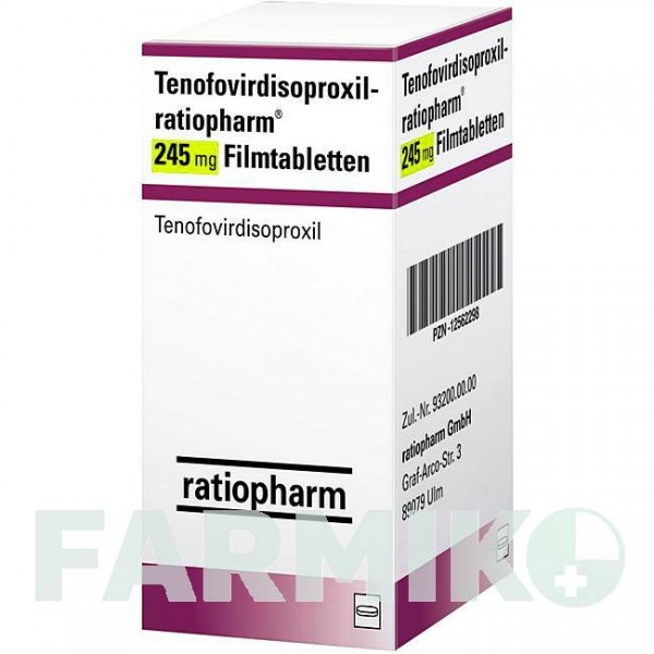 ТЕНОФОВИРДИЗОПРОКСИЛ (TENOFOVIRDISOPROXIL) 245 мг таблетки 90 шт - Тенофовир RATIOPHARM