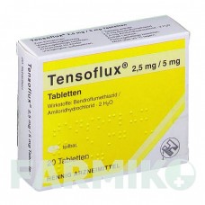 ТЕНСОФЛЮКС (TENSOFLUX) 2,5 мг/5 мг таблетки 20 шт - Бендрофлуметиазид, Амилорид HENNIG