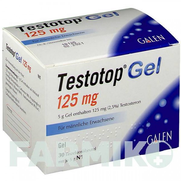 ТЕСТОТОП (TESTOTOP) 125 мг гель 30 шт - Тестостерон GALENPHARMA