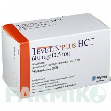 ТЕВЕТЕН (TEVETEN) 600 мг/12,5 мг таблетки 98 шт - Епросартан, Гідрохлоротіазид VIATRIS