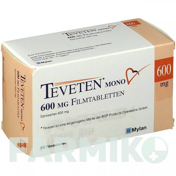 ТЕВЕТЕН (TEVETEN) 600 мг таблетки 98 шт - Епросартан KOHLPHARMA