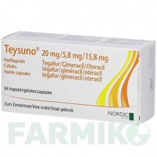 ТЕЙСУНО (TEYSUNO) 20 мг/5,8 мг/15,8 мг капсули 84 шт - Тегафур, Гімерацил, Отерацил NORDIC PHARMA
