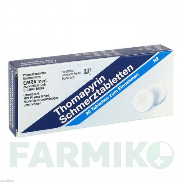 ТОМАПИРИН (THOMAPYRIN) таблетки 20 шт - Парацетамол, Другое EMRA-MED