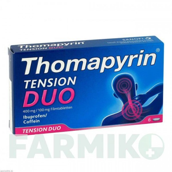 ТОМАПИРИН ТЕНСИОН (THOMAPYRIN TENSION) 400 мг/100 мг таблетки 6 шт - Ибупрофен, Другое A.NATTERMANN & CIE