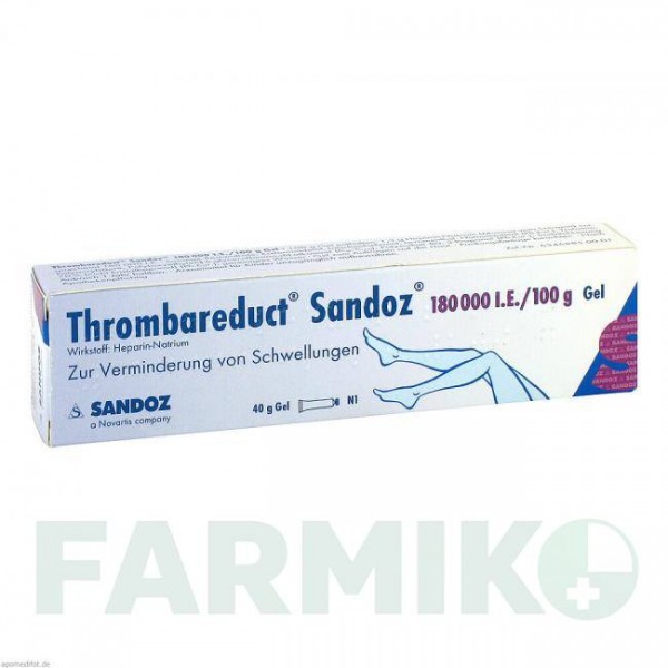 ТРОМБАРЕДУКТ (THROMBAREDUCT) 180000 МЕ гель 40 г - Гепарин HEXAL