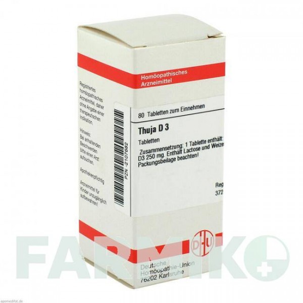 ТУЯ (THUJA) D 3 таблетки 80 шт - Гомеопатия DHU
