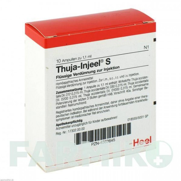 ТУЯ ИНЬЕЛЬ (THUJA INJEEL) ампулы 10 шт - Гомеопатия BIOLOGISCHE HEILMITTEL HEEL