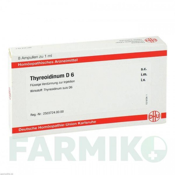 ТИРЕОИДИНУМ (THYREOIDINUM) D 6 ампулы 8x1 мл - Гомеопатия DHU