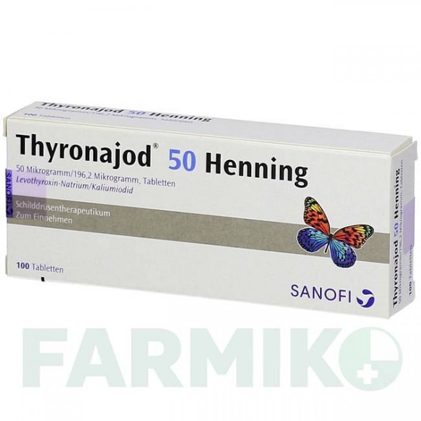 ТИРОНАЙОД (THYRONAJOD) 50 таблетки 100 шт - Левотироксин, Йодид калия SANOFI