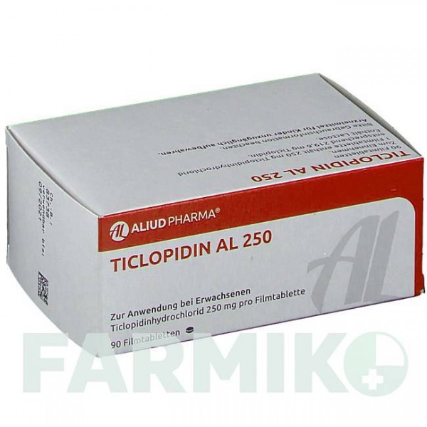 ТИКЛОПІДИН (TICLOPIDIN) 250 таблетки 90 шт - Тиклопідин ALIUD PHARMA