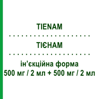 ТИЕНАМ (TIENAM) 500 мг/2 мл + 500 мг/2 мл инъекционная форма 2 мл - Имипенем, Циластатин MSD