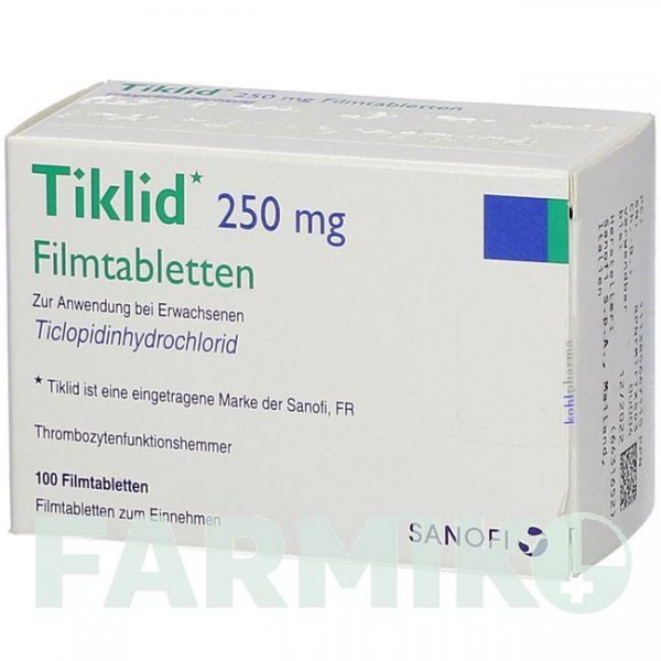 ТИКЛИД (TIKLID) таблетки 100 шт - Тиклопідин KOHLPHARMA
