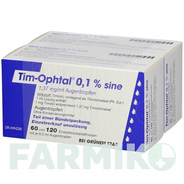 ТИМ ОФТАЛ (TIM OPHTAL) 0,1% капли 120x0,5 мл - Тимолол DR.WINZER PHARMA