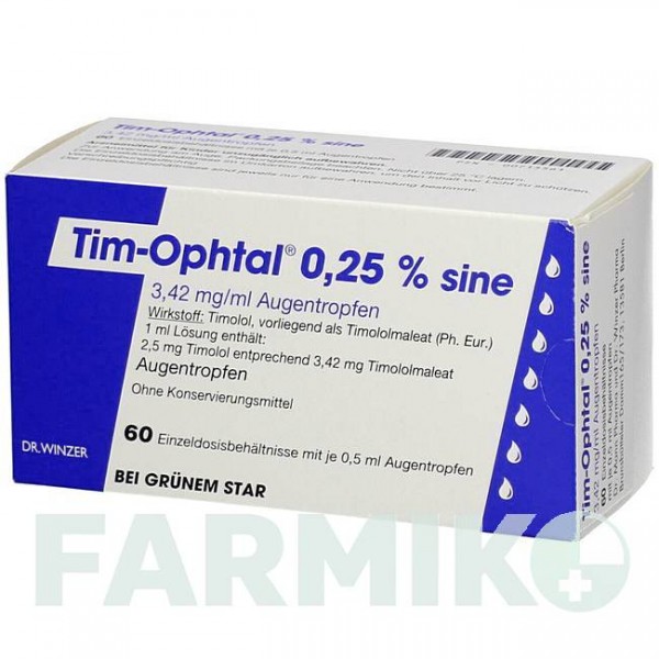 ТИМ ОФТАЛ (TIM OPHTAL) 0,25% капли 60x0,5 мл - Тимолол DR.WINZER PHARMA