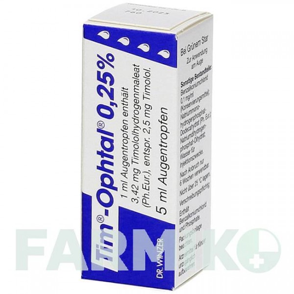 ТИМ ОФТАЛ (TIM OPHTAL) 0,25% капли 5 мл - Тимолол DR.WINZER PHARMA