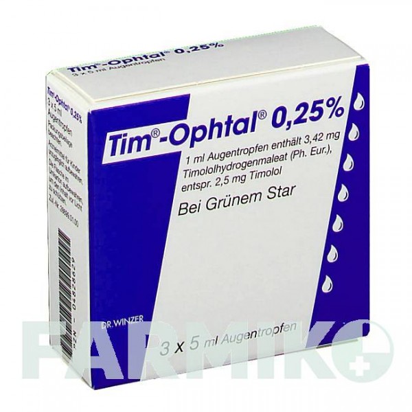 ТИМ ОФТАЛ (TIM OPHTAL) 0,25% капли 3x5 мл - Тимолол DR.WINZER PHARMA