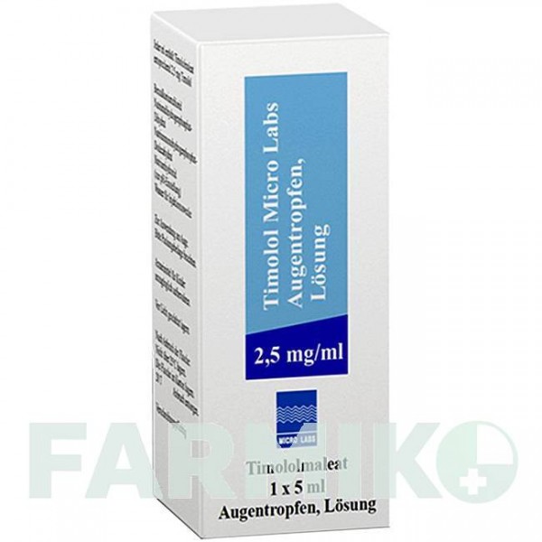 ТИМОЛОЛ (TIMOLOL) 2,5 мг/мл капли 1x5 мл - Тимолол MICRO LABS