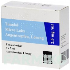 ТИМОЛОЛ (TIMOLOL) 2,5 мг/мл капли 3x5 мл - Тимолол MICRO LABS