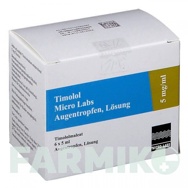 ТИМОЛОЛ (TIMOLOL) 5 мг/мл капли 6x5 мл - Тимолол MICRO LABS