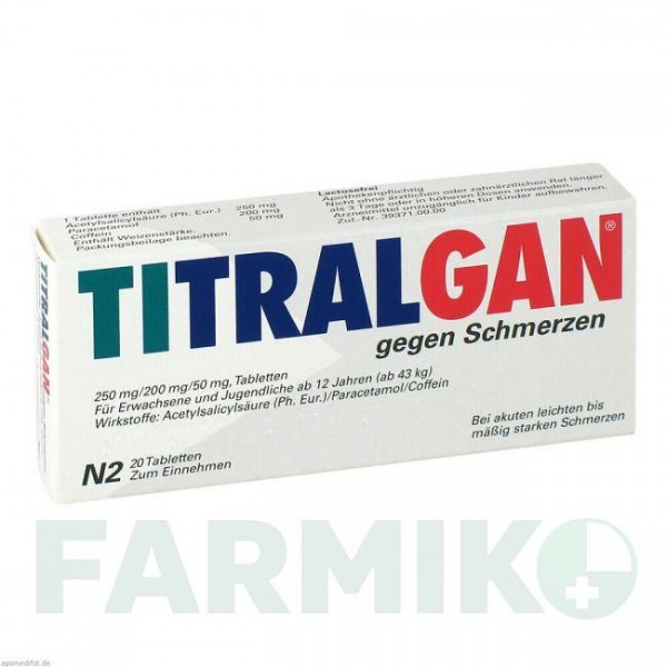 ТИТРАЛГАН (TITRALGAN) таблетки 20 шт - Парацетамол, Другое BERLIN-CHEMIE