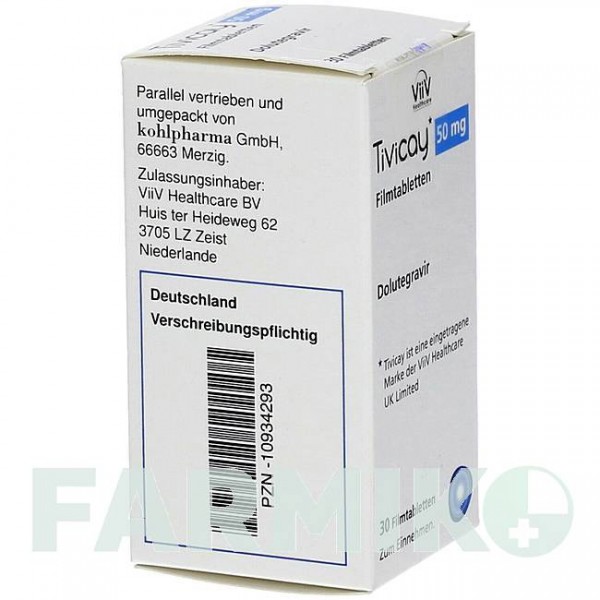 ТИВИКАЙ (TIVICAY) 50 мг таблетки 30 шт - Долутегравир KOHLPHARMA