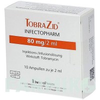 ТОБРАЗИД ИНФЕКТОФАРМ (TOBRAZID INFECTOPHARM) 80 мг/2 мл раствор 10x2 мл - Тобрамицин INFECTOPHARM