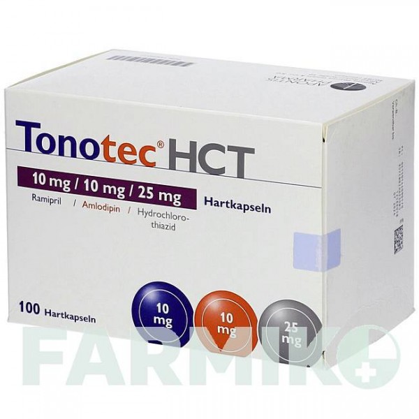 ТОНОТЕК (TONOTEC) 10 мг/10 мг/25 мг капсули 100 шт - Раміприл, Амлодипін, Гідрохлоротіазид APONTIS PHARMA