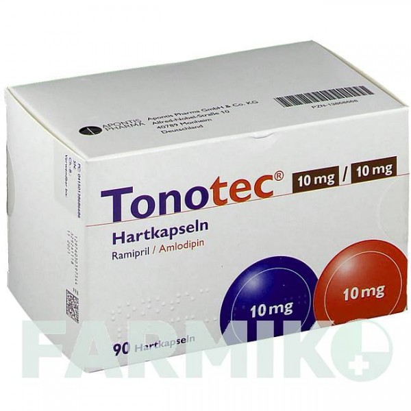 ТОНОТЕК (TONOTEC) 10 мг/10 мг капсули 90 шт - Раміприл, Амлодипін APONTIS PHARMA
