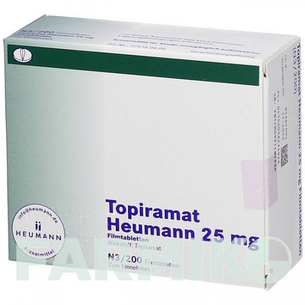 ТОПИРАМАТ (TOPIRAMAT) 25 мг таблетки 200 шт - Топирамат HEUMANN PHARMA