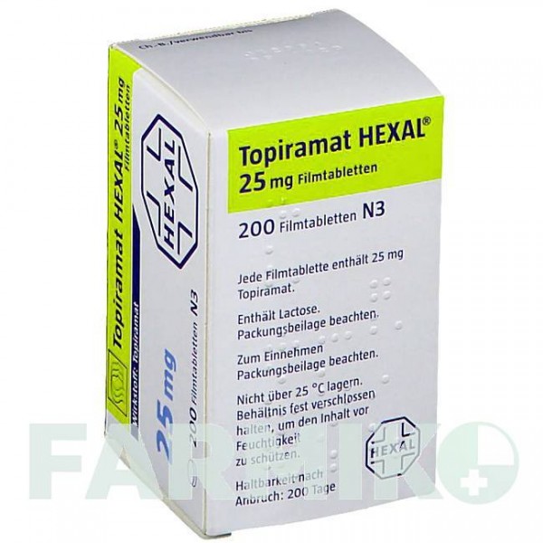 ТОПІРАМАТ (TOPIRAMAT) 25 мг таблетки 50 шт - Топірамат HEXAL