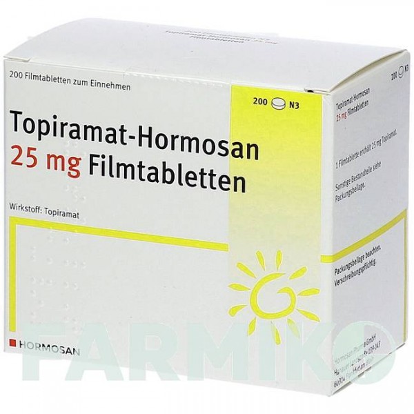 ТОПИРАМАТ (TOPIRAMAT) 25 мг таблетки 200 шт - Топирамат HORMOSAN PHARMA
