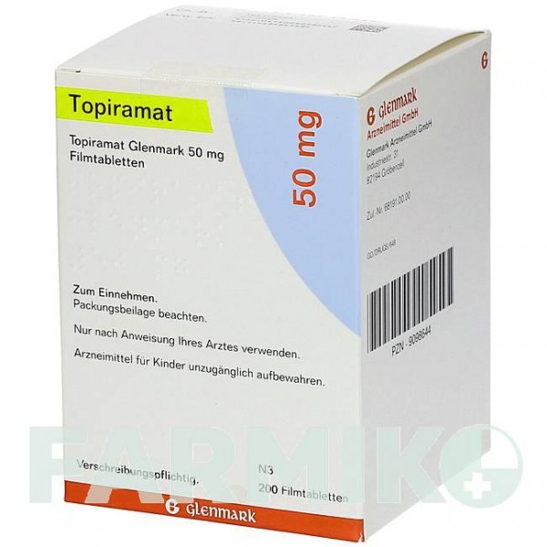 ТОПИРАМАТ (TOPIRAMAT) 50 мг таблетки 200 шт - Топирамат GLENMARK