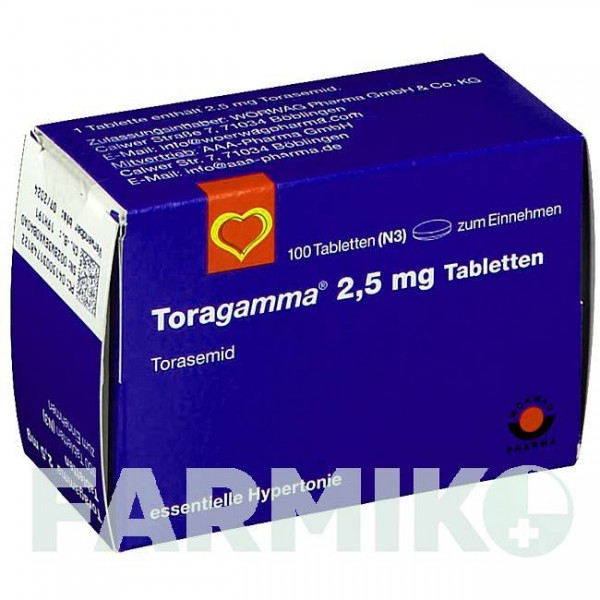 ТОРАГАММА (TORAGAMMA) 2,5 мг таблетки 100 шт - Торасемид AAA - PHARMA